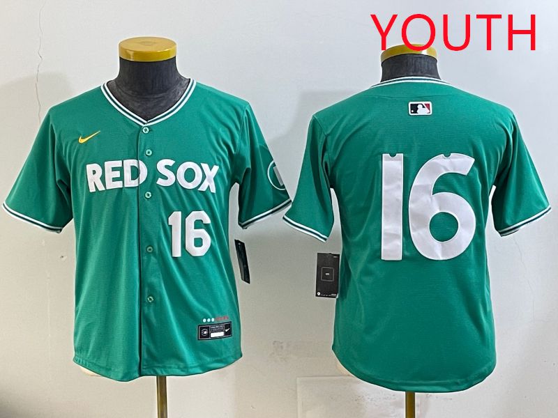 Youth Boston Red Sox #16 No Name Green Joint Name Nike 2025 MLB Jersey style 6->youth mlb jersey->Youth Jersey